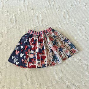 Handmade Girl Elastic Waistband Skirt Red White Blue Patriotic July The 4th